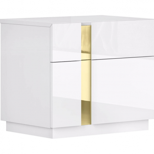 Kyoto Nightstand in High Gloss White & Gold